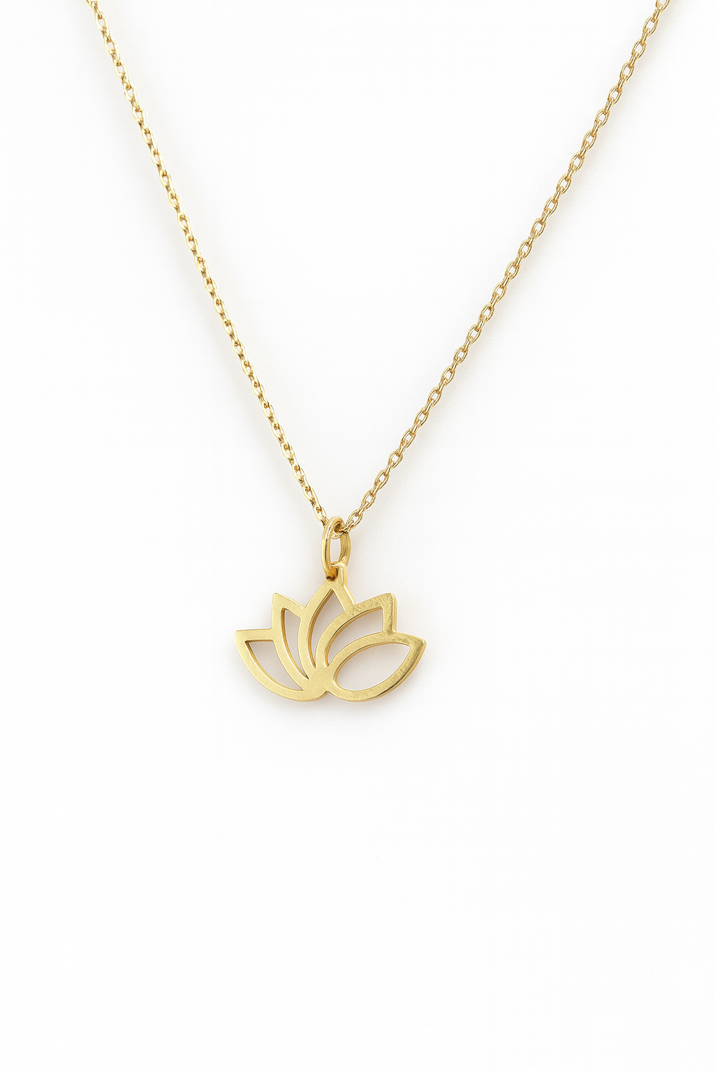 14 Ayar Altın Lotus Çiçeği Kolye 45 cm zincir