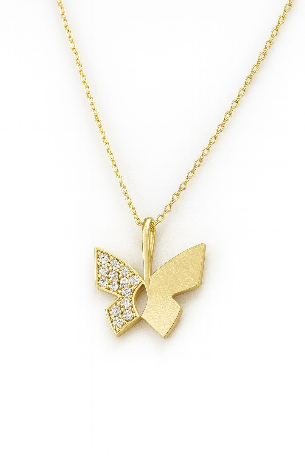 Ava 14 Ayar Altın Işıltı Kelebeği Kolye
