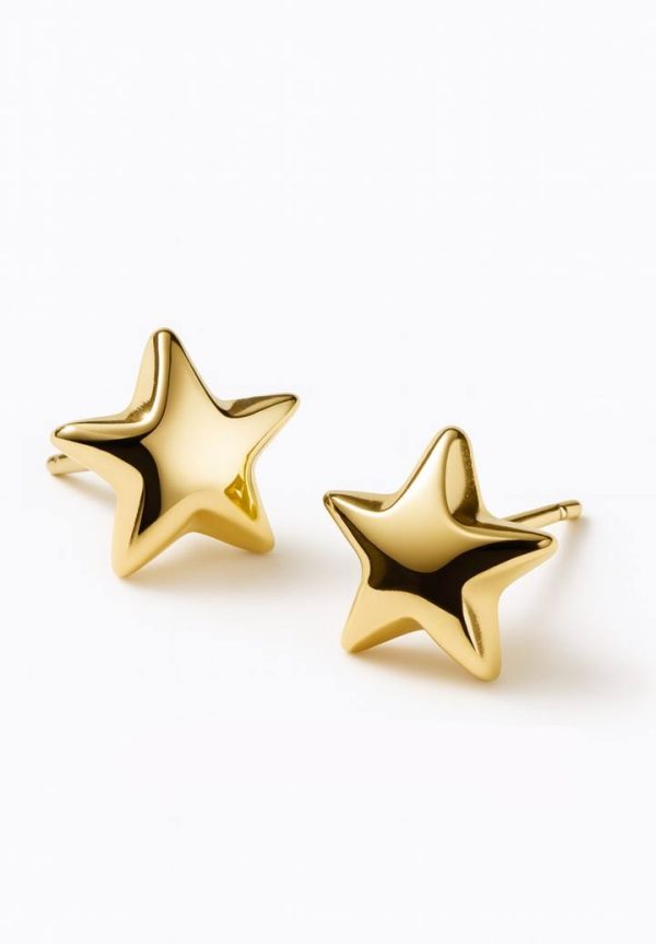 StellaMelt 14 Ayar Altın Parlak Yıldız Küpe