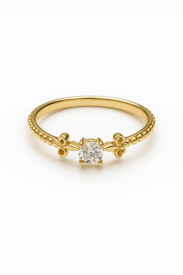 FleurCrown 14 ayar zambak motifli altın yüzük – özel paketleme ile gönderilir – Punoro