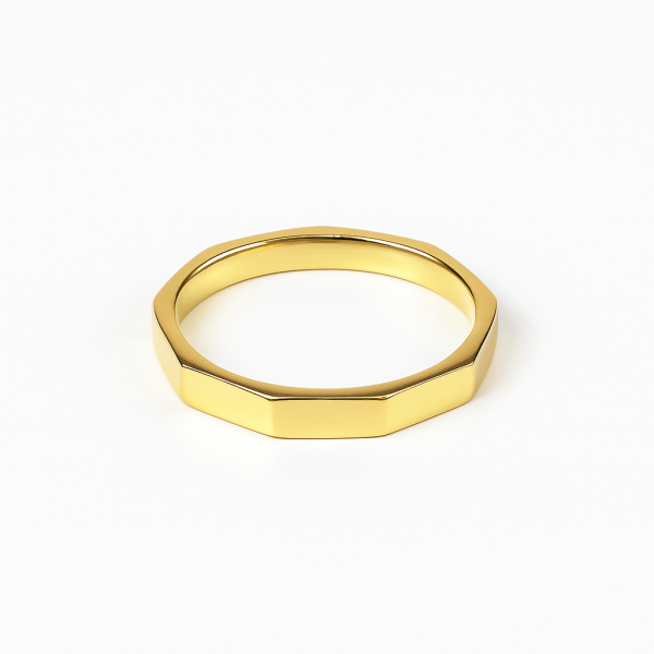 OctaLume 14 ayar fasetli geometrik altın yüzük – Punoro