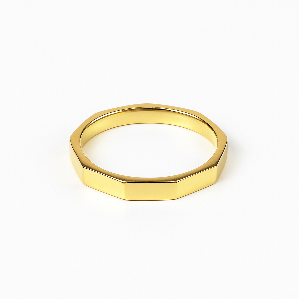 OctaLume 14 ayar fasetli geometrik altın yüzük – Punoro